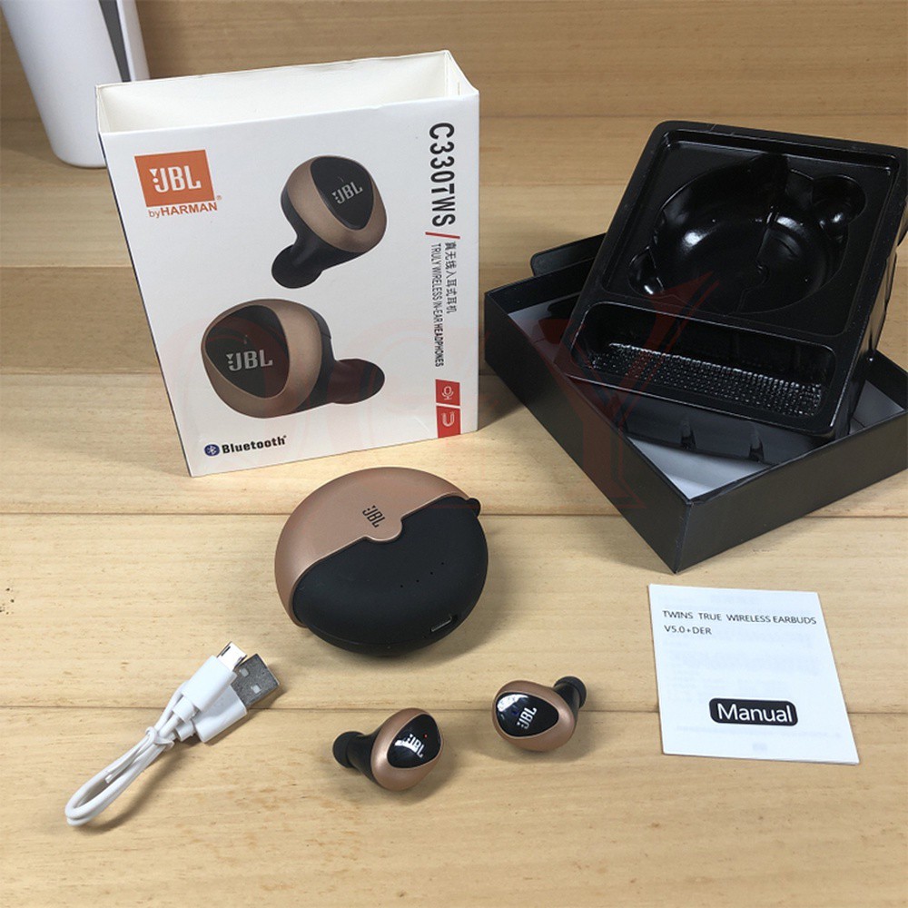JBL C330TWS Bluetooth Earphones True Wireless Stereo Earbuds Bass Sound ...