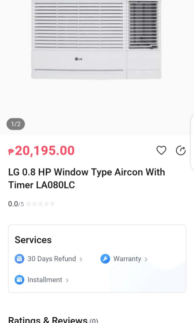 LG 0.8 HO WINDOW type aircon with timer, TV & Home Appliances, Air