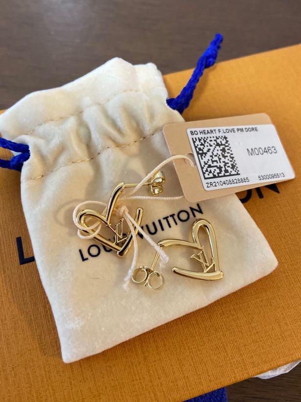 LOUIS VUITTON Earrings M00463 Heart LV Logo Mark Earrings gold