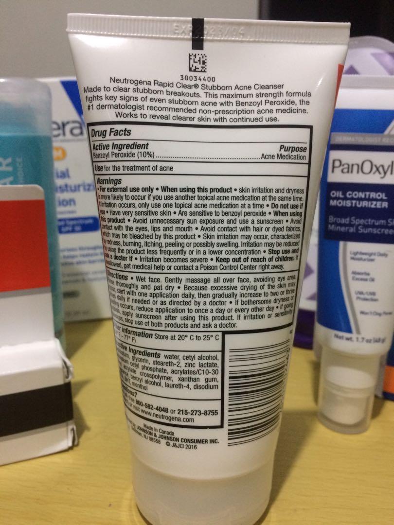 Neutrogena Benzoyl Peroxide 10% Cleanser (Category: Face Care) located in Manila. Submitted by domynik (Listing ID 1108326879, Image 2). Description: “Made to clear stubborn breakouts” Fresh from US. Benzoyl Peroxide as wash prevents excessive drying/irritation while enjoying the benefits of killing bacteria that causes acne. Wash form is also good for those annoyed by clothes losing color when in contact with Benzoyl Peroxode. Google Benzoyl Per