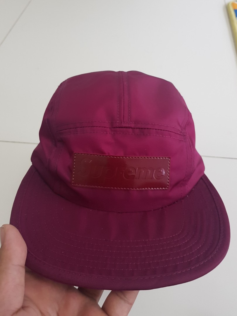 patent leather patch camp cap