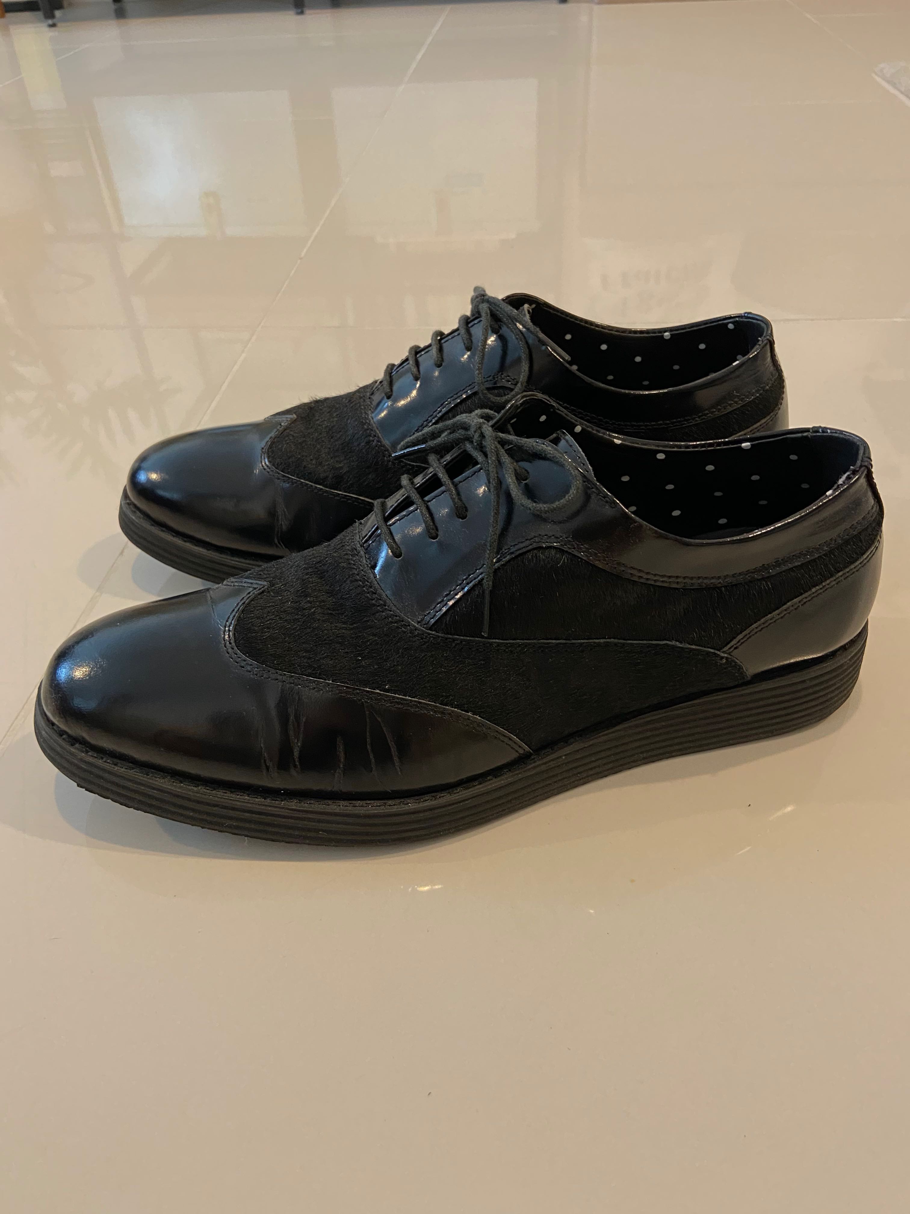 Pedro Men black Leather shoes derby 
