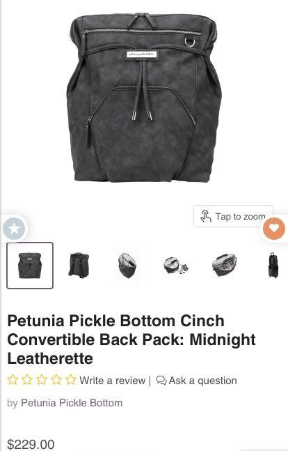 Cinch Backpack in Midnight Leatherette – Petunia Pickle Bottom