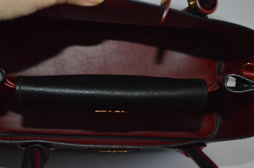 Small Saffiano Leather Double Prada Bag 31*14*23cm 1BG887, Red, One Size