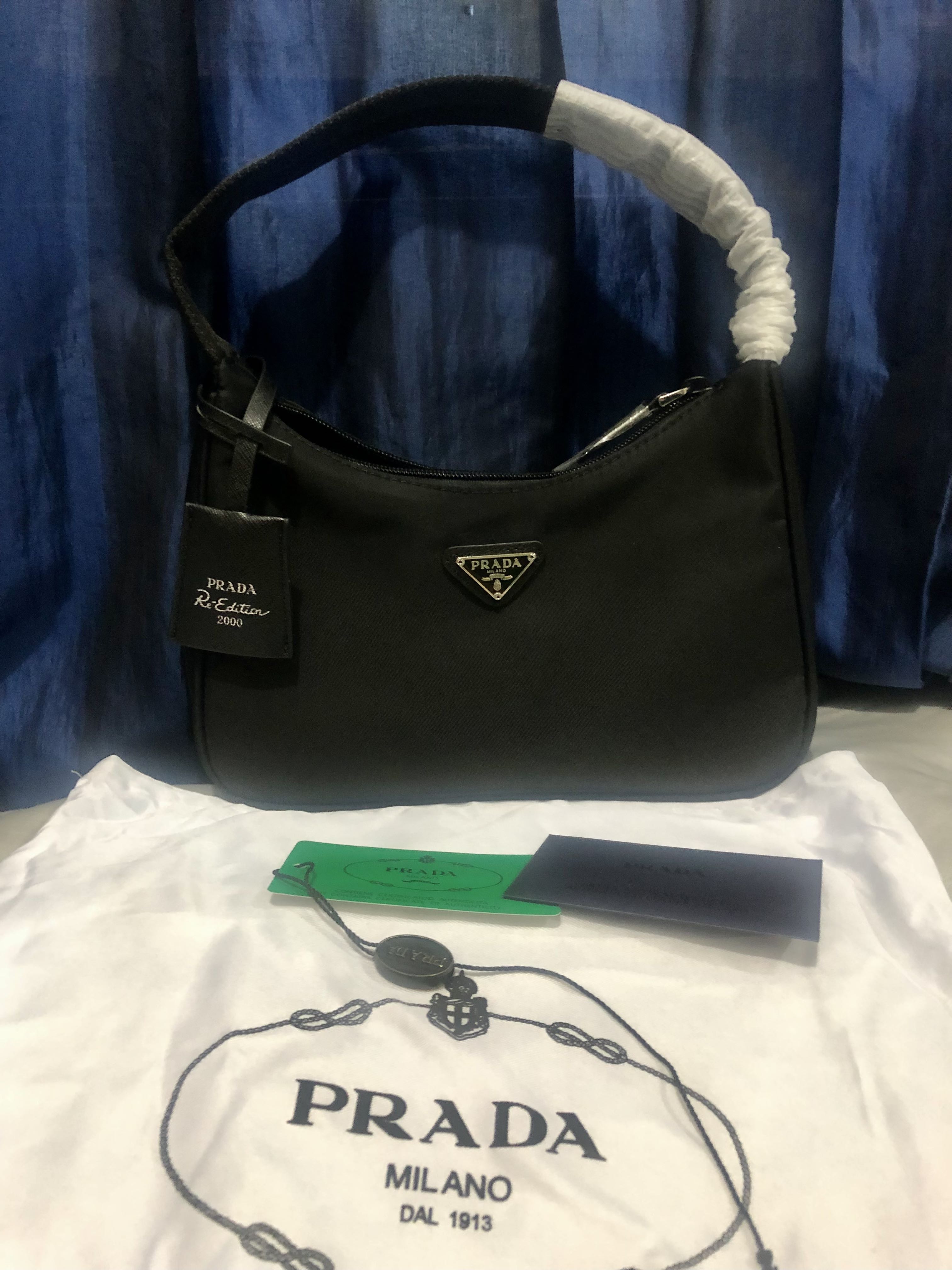 Prada reedition nylon bag 2000 black, Luxury, Bags & Wallets on Carousell