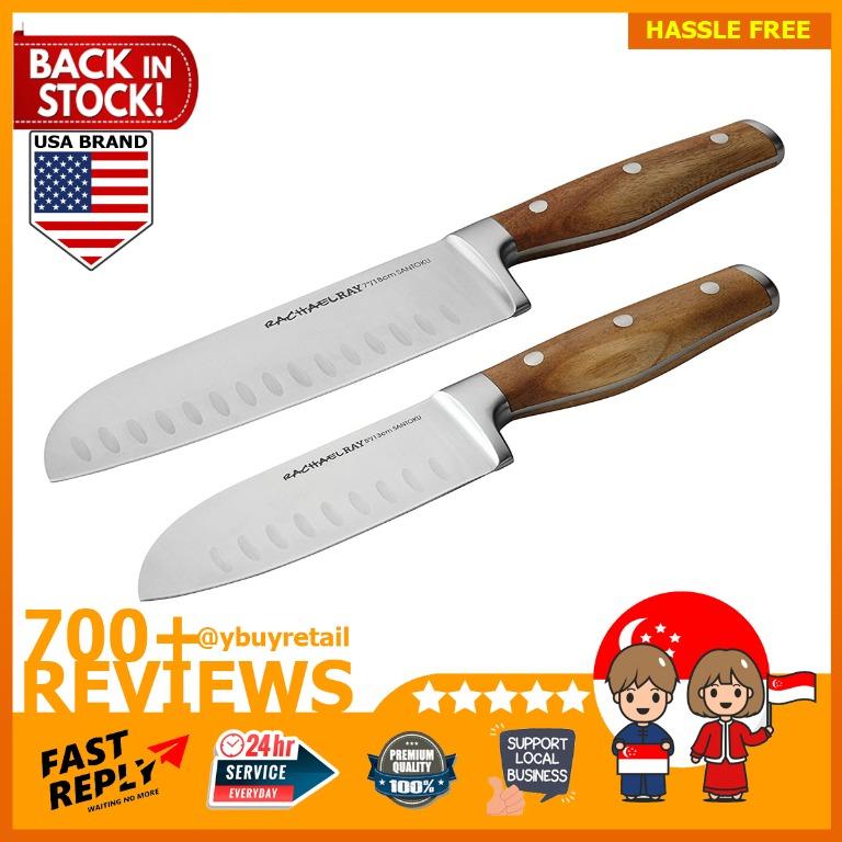 Rachael Ray Cucina Cutlery 2-Piece Japanese Stainless Steel Santoku ...