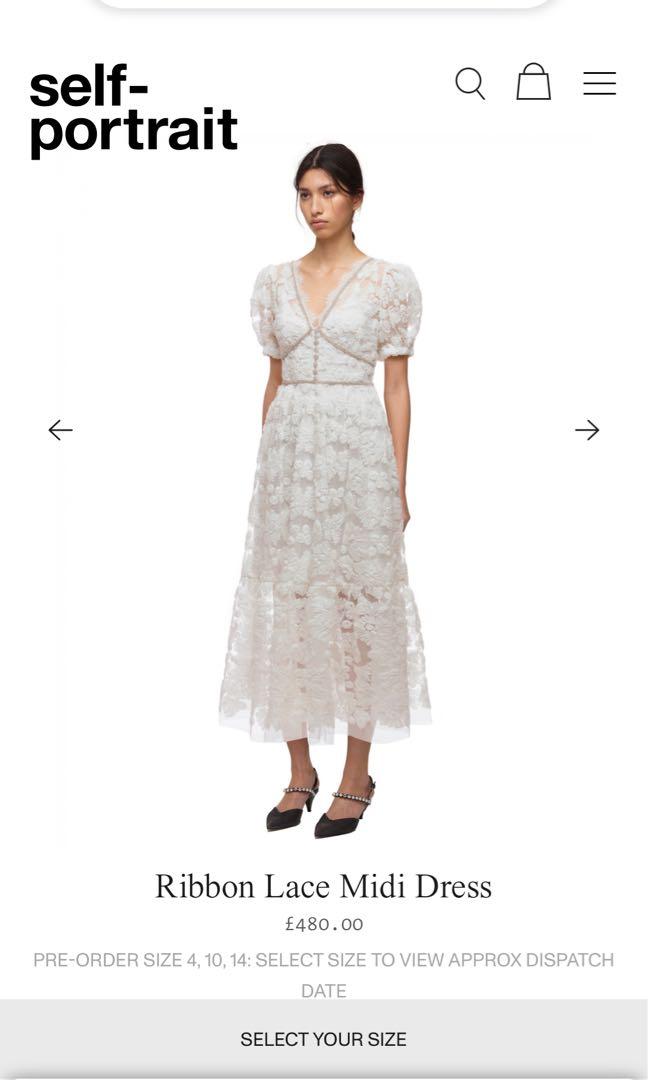 self-portrait 21 new collection Ribbon Lace midi dress on sale, ,  & , - Carousell