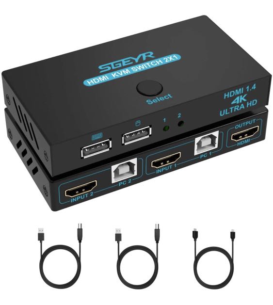 SGEYR USB 3.0 Switch USB Switcher 2 Computers Sharing 4 USB Devices USB  Metal KVM Switch for Printer, Keyboard switches, Scanner PCs with  One-Button
