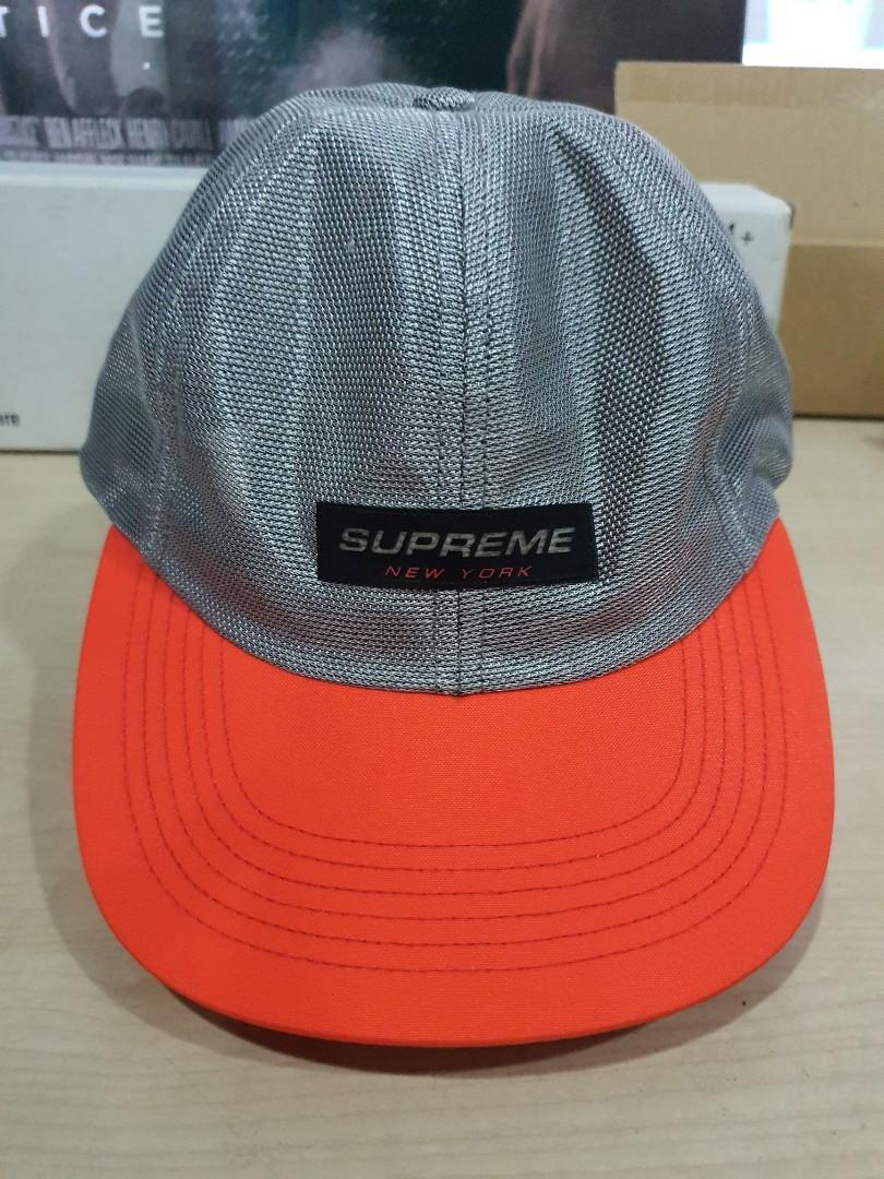 SUPREME METALLIC BOX LOGO CAMP CAP HAT SILVER 5 6 PANEL STRAPBACK