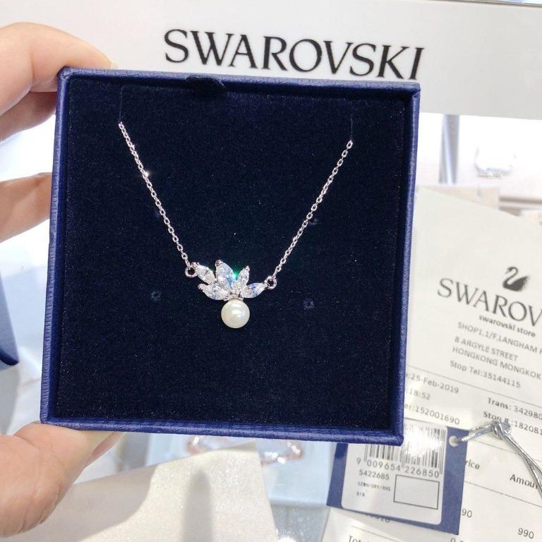 Swarovski Pearl crystal Leaf Necklace Women s Fashion Jewelry
