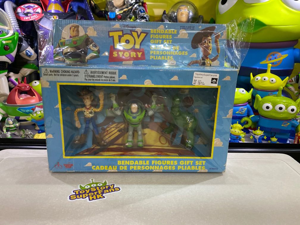 TOY STORY BENDABLE FIGURES GIFT SET 巴斯 胡迪 泡泡龍 Woody buzz Rex, 興趣及遊戲, 玩具