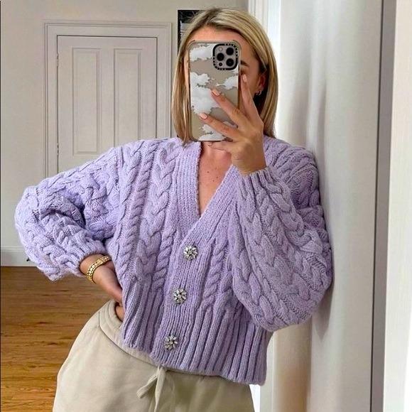 Zara Purple Knit Cardigan, Women's Fashion, Coats, Jackets and Outerwear on  Carousell