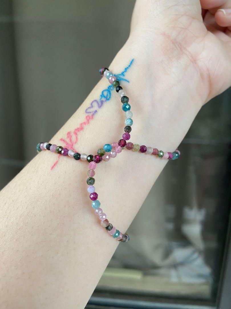 100% Real natural stone dainty bracelet (Category: Bracelets) located in Pasig City. Submitted by k8s_charm_est.2021 (Listing ID 1108682182, Image 3). Description: High quality all natural stone small 2mm-3mm 2 laps dainty bracelet Faceted Colorful tourmaline Real RUBY Blue Apatite Garnet Moonstone With Stainless steel lock will not tarnish but if you like Add 200 for 10k gold lobster lock .