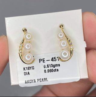 18k Japan pearl earrings with diamond