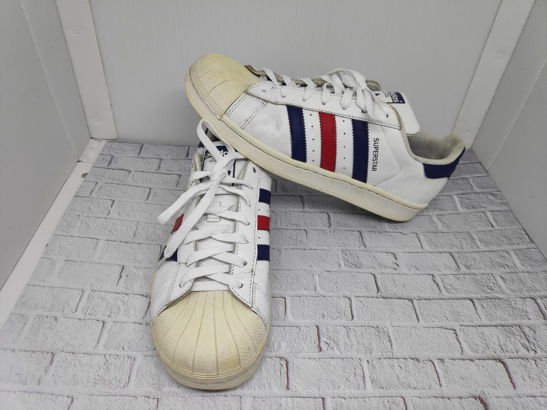 ADIDAS SUPERSTAR BLUE AND RED STRIPE