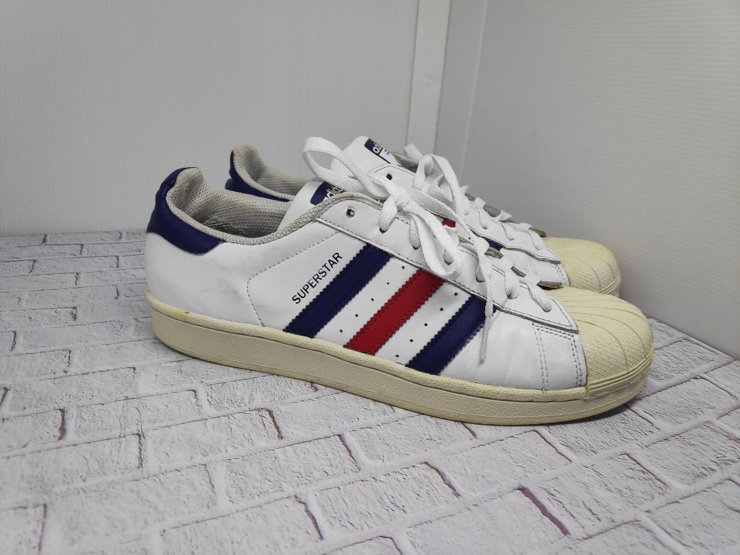 Adidas superstar blue top and red stripes price