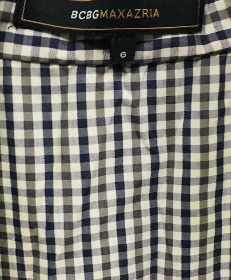BCBG Gingham Midi Dress (Category: Dresses) located in Taguig. Submitted by misstangerine (Listing ID 1108617923, Image 2). Description: Like new. ABOUT THE ITEM. - in lovely and feminine gray, navy, and cream gingham color. - has a deep v-neck, front zipper, and two button snap closure at torso. - it even has pockets! - fabric has a bit of stretch fits to form. Measurement: Armpit to armpit: 17 inches Length: 37 inches Buyer pays for shipping. .
