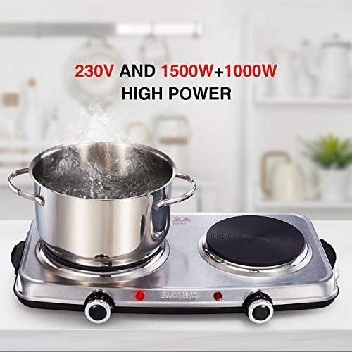 SUNAVO 1500W Hot Plates for Cooking, Electric Single Burner with Handles, 6  Power Levels Stainless Steel Hot Plate 