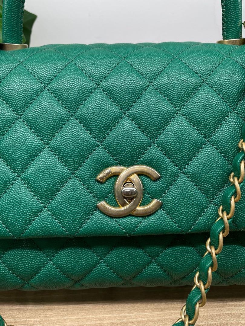 Chanel Coco Handle Green Caviar GHW - Designer WishBags