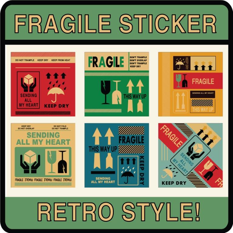 RETRO FRAGILE STICKER LABEL TAPE Pelekat Mudah Pecah Kotak ...