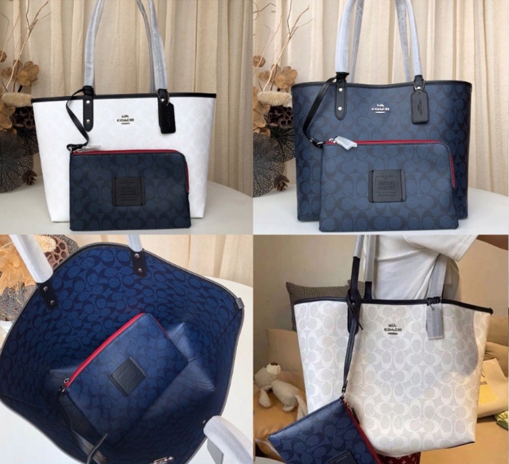 Reversible city tote 2025 in blocked signature canvas