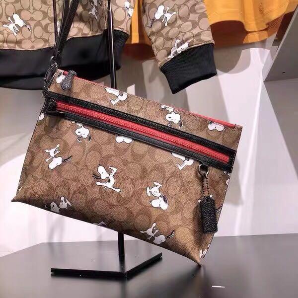Coach X Peanuts Carryall Pouch In Signature Canvas With Snoopy Print ...
