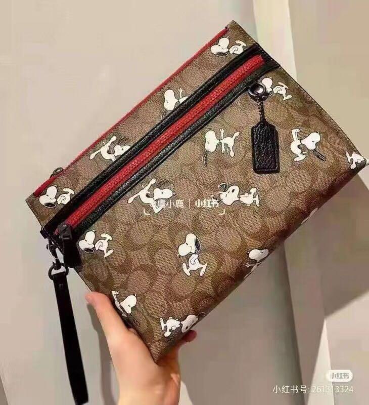 Coach X Peanuts Carryall Pouch In Signature Canvas With Snoopy Print ...