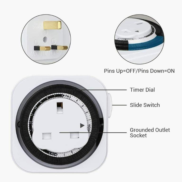 DEWENWILS Indoor Countdown Timer, Shut Off Timer Outlet, Plug in Outlet Timer for Light, Charger, Coffee Pot, Fan