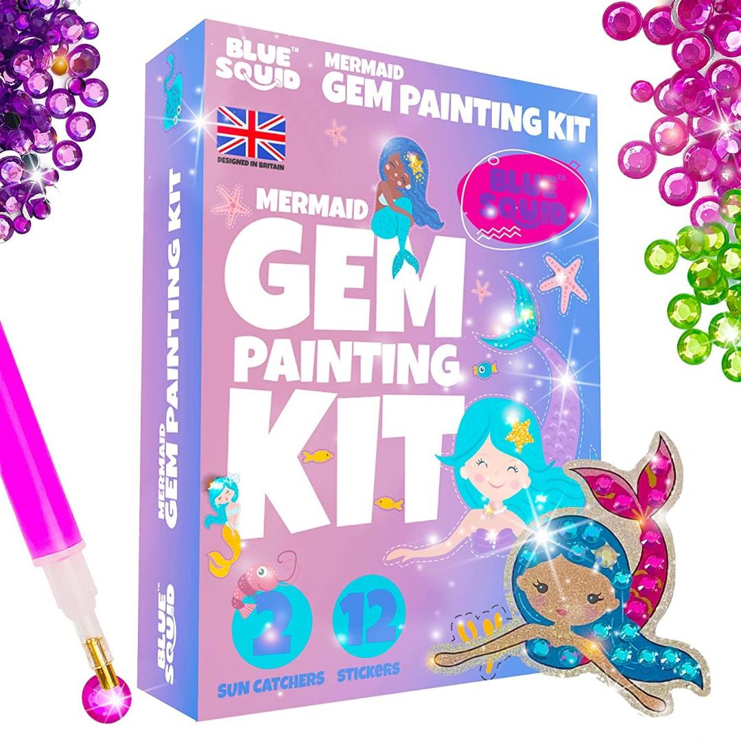 Blue Squid Diamond Painting Kits for Kids - Mermaids Diamond Art for Kids, 5D Gem Art Kits for Kids, Kids Arts & Crafts, Gift for Boys & Girls 5 6 7