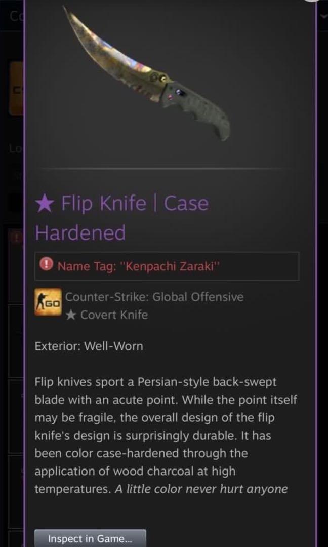 Flip knife blue gem case hardened , Video Gaming, Gaming Accessories, InGame Products on Carousell