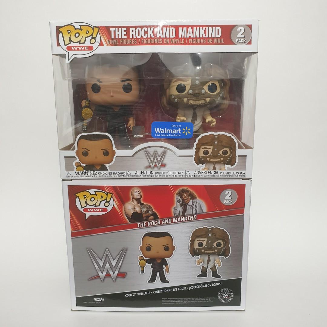 Funko POP! WWE 2 Pack THE ROCK & MANKIND, Walmart Exclusive In Protector,  New