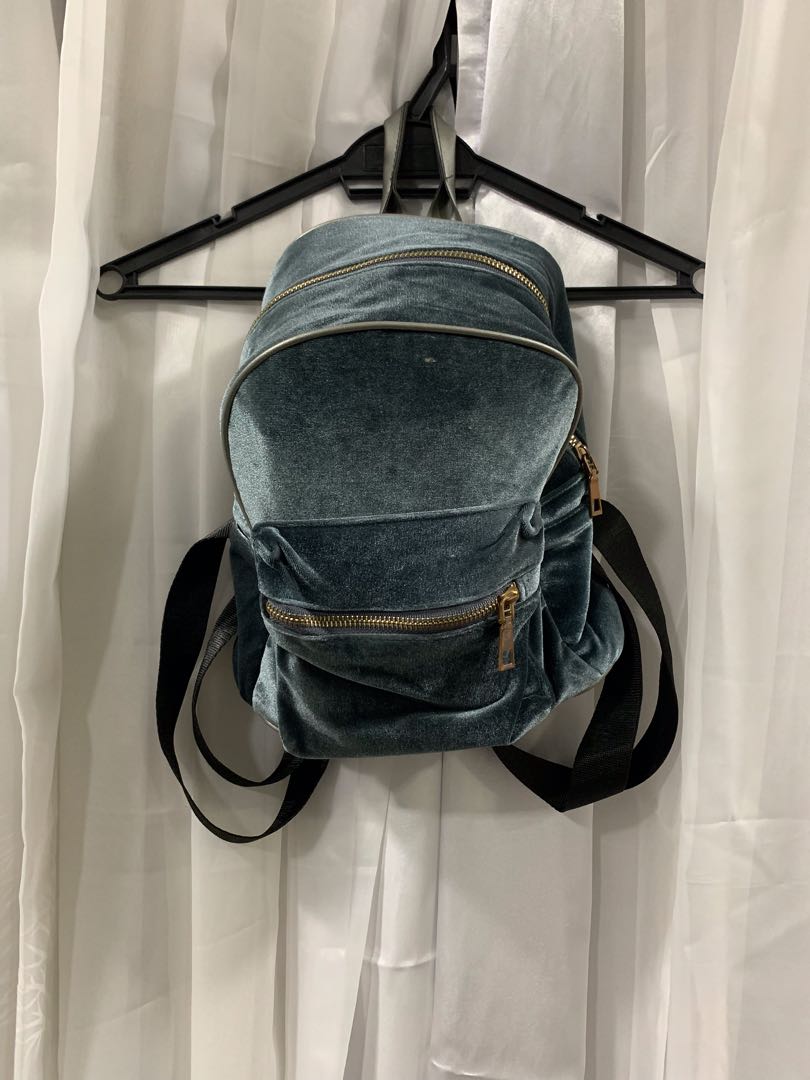 Grey 2024 velvet backpack