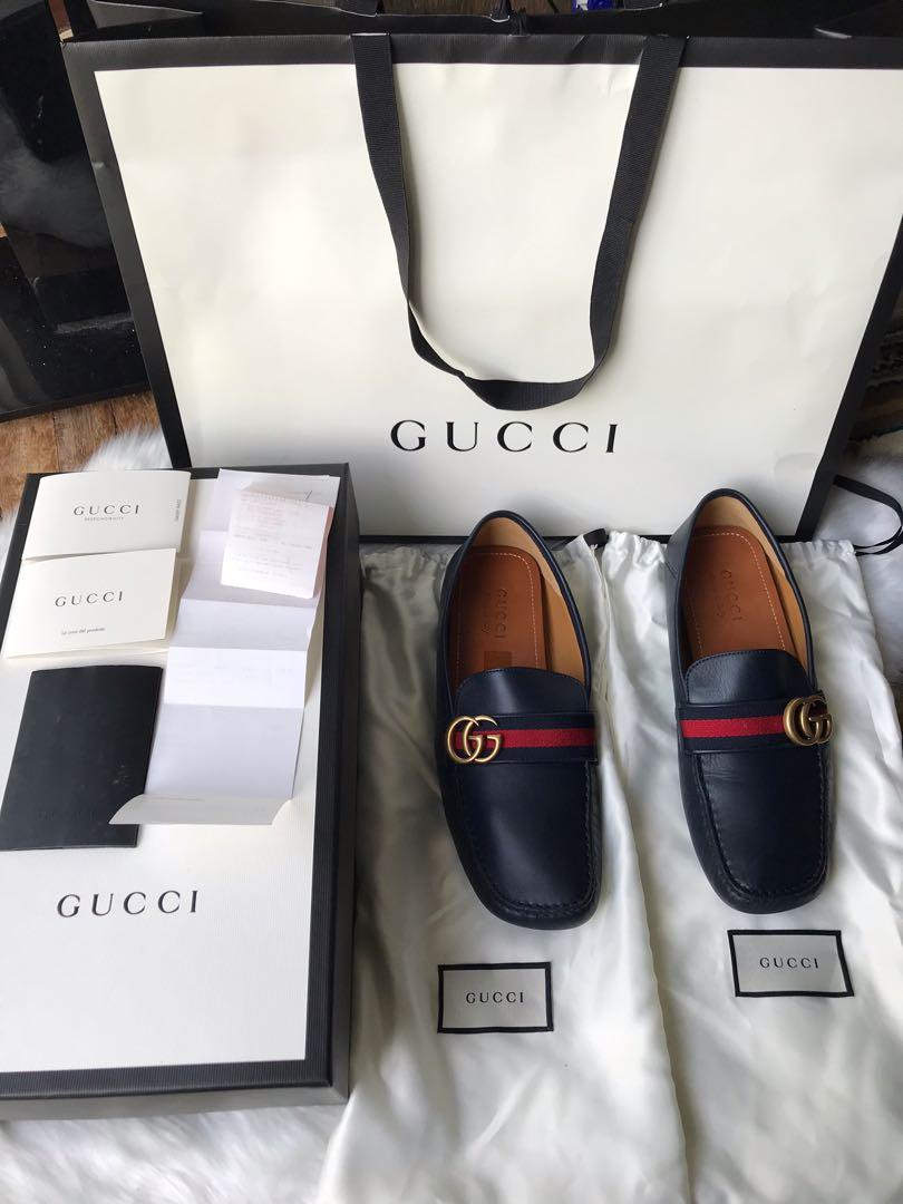 Leather driver with web gucci sale