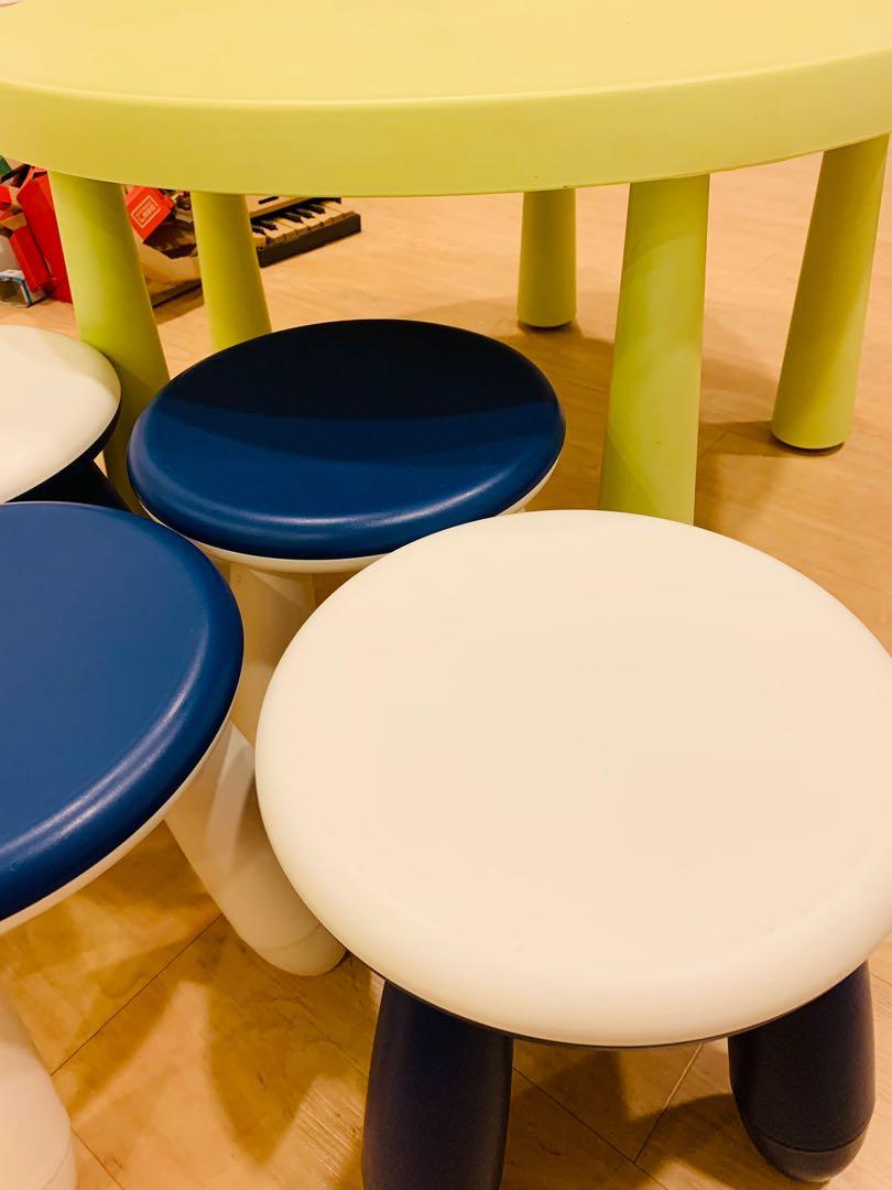 IKEA table (85cm) + 4 stools set (50 off) , Furniture & Home Living