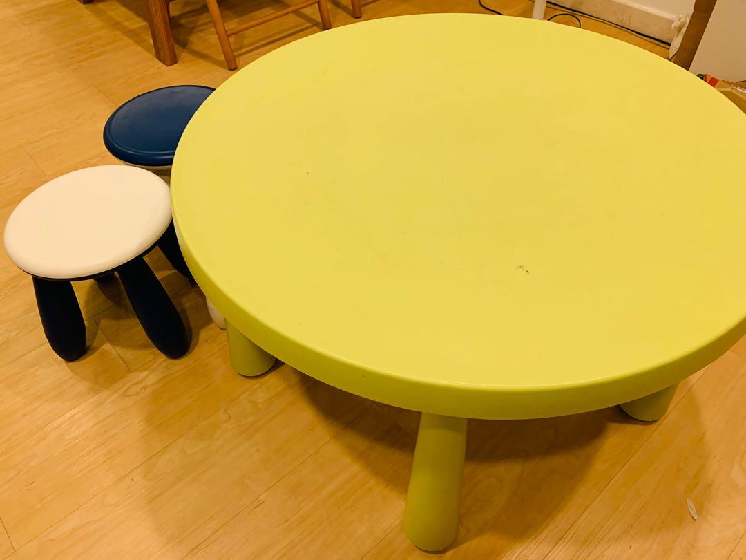 IKEA table (85cm) + 4 stools set (50 off) , Furniture & Home Living