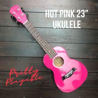 INSTOCK! Hot Bright Electric Pink Colour 23" Inch Concert Ukulele Brand New Uke Ukelele