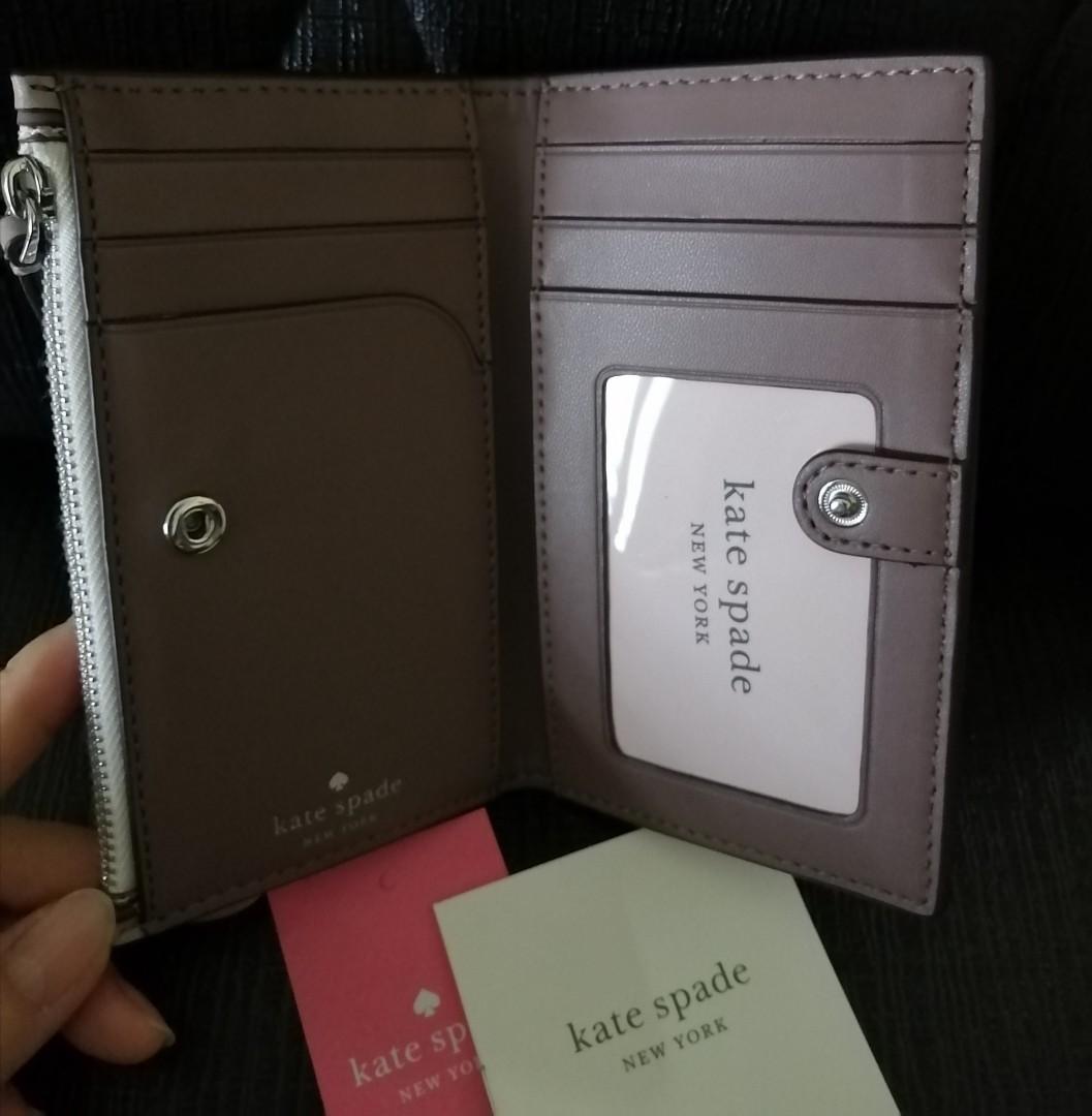 Kate Spade link small slim bifold wallet Multi White