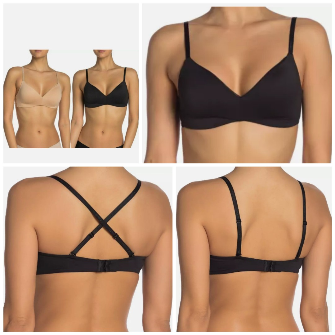 L] Calvin Klein Underwear Women's 2-Pack Lightly Lined Wirefree Bras-  Black/Bare L, Women's Fashion, New Undergarments & Loungewear on Carousell