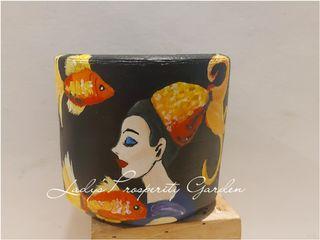 Lady Pisces Hand Painted Pot