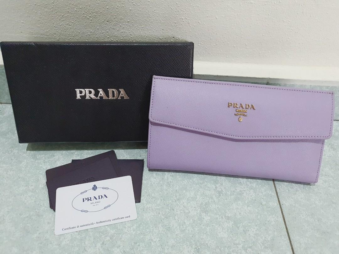 Lilac prada long wallet, Women's Fashion, Bags & Wallets, Purses & Pouches  on Carousell