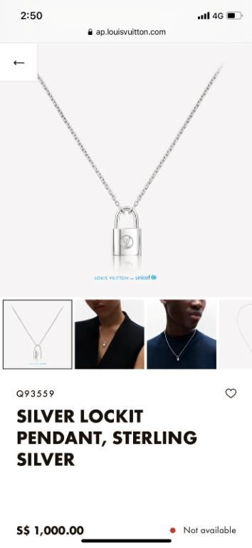 Louis Vuitton Lockit Pendant Necklace - Sterling Silver Pendant Necklace,  Necklaces - LOU646794