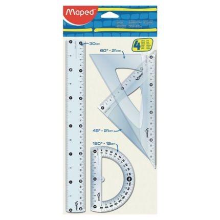 Maped Pulse Ruler, Protractor, and Triangle Set | School Supplies (Category: Stationery & School Supplies) located in Mandaluyong City. Submitted by moonamor (Listing ID 1108655678, Image 1). Description: Maped Pulse Ruler, Protractor, and Triangle Set Transparent body One set includes 12 inch ruler, 12cm long 180° protractor, 21cm long 45° triangle, and 21cm square 60° triangle..