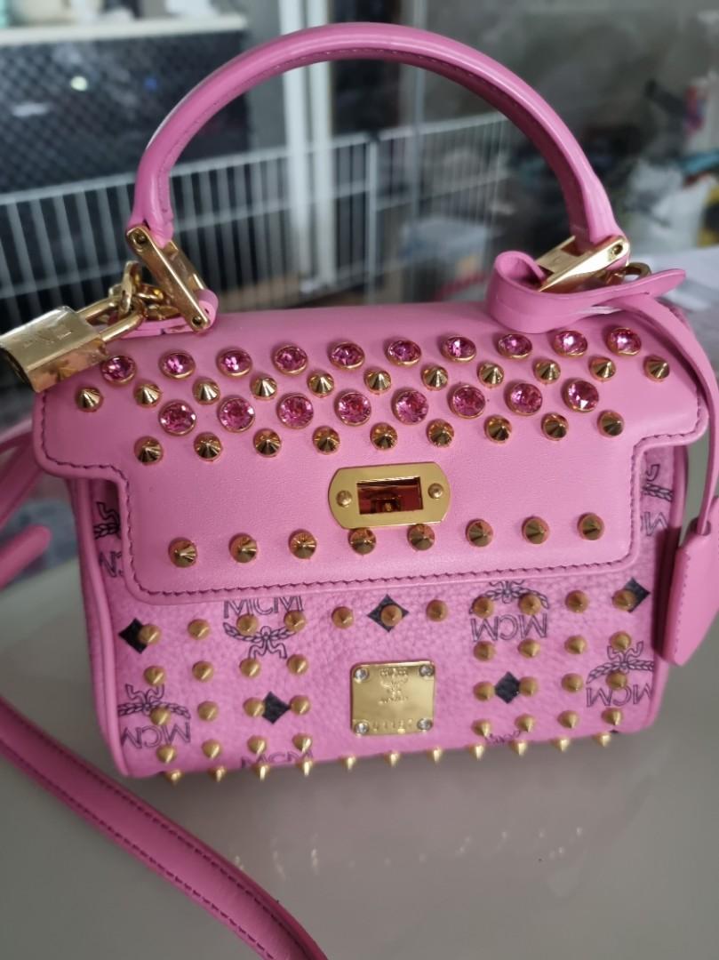 Mcm sling discount bag pink