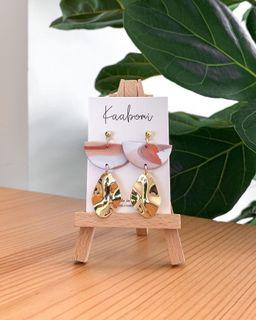 Orange Gold Polymer Clay Earrings