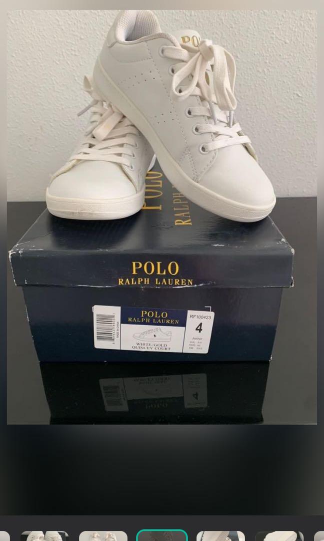 ORIGINAL POLO RALPH LAUREN WHITE GOLD QUINCY COURT SNEAKERS