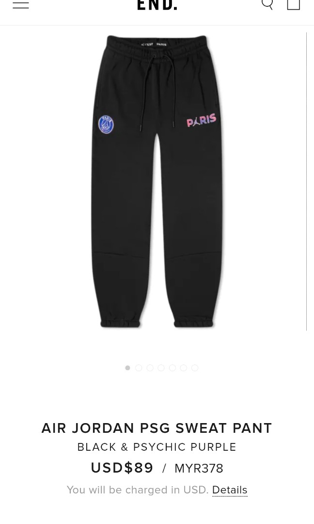 PSG Messi Air Jordan Long Sweat Pant Men s Fashion Bottoms
