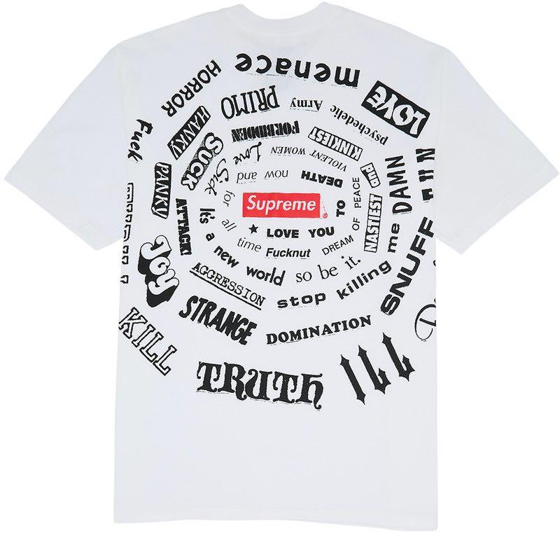 Supreme Spiral Tee White, 女裝, 上衣, T-shirt - Carousell