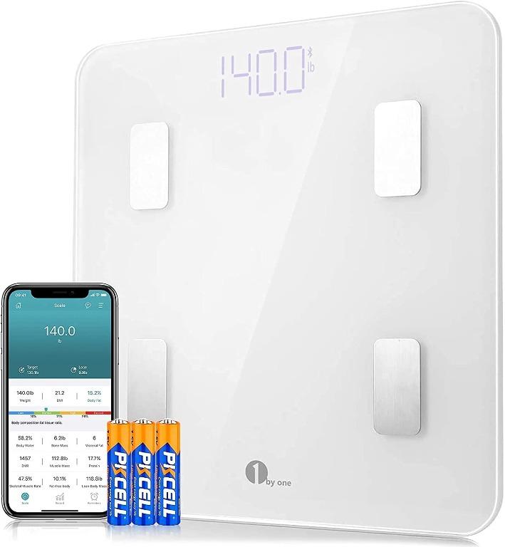 X4023 1byone Smart Body Fat Scales For Body Weight Bathroom Scales Digital Body Composition Analyzer With Android Ios App Works With Apple Health Google Fit Fitbit App White Health