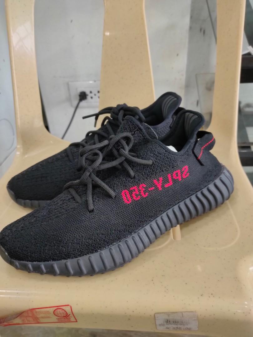 Yeezy black red letters hot sale