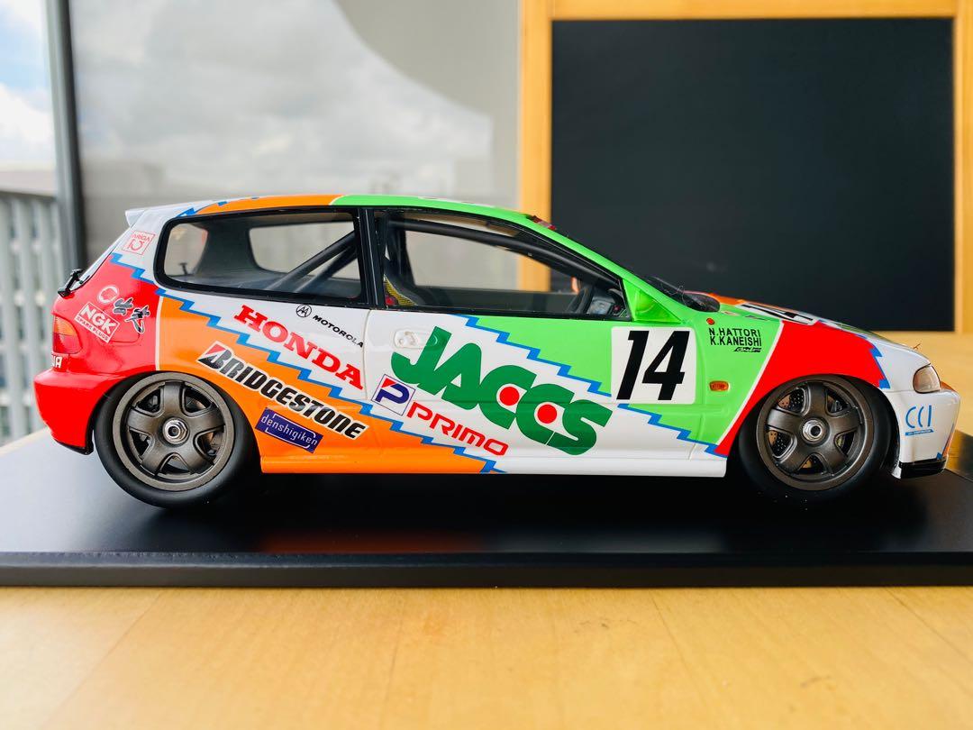 1/18 Tarmac Works JACCS Honda Civic EG6 - 1993 年の全日本ツーリングカー選手権 - NO.14 服部尚貴／ 金石勝智, Hobbies & Toys, Toys & Games on Carousell